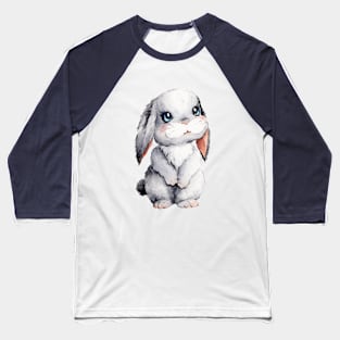 Kawaii Grey Bunny with Beautiful Shiny and Curious Eyes Baseball T-Shirt